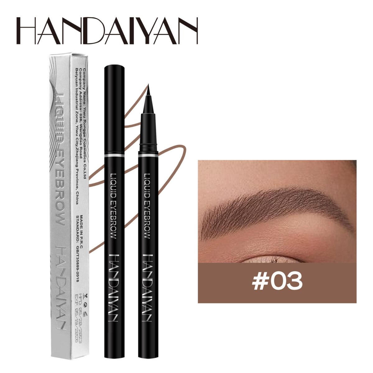 Super Thin Nib Liquid Eyebrow Pen  handaiyan 03#