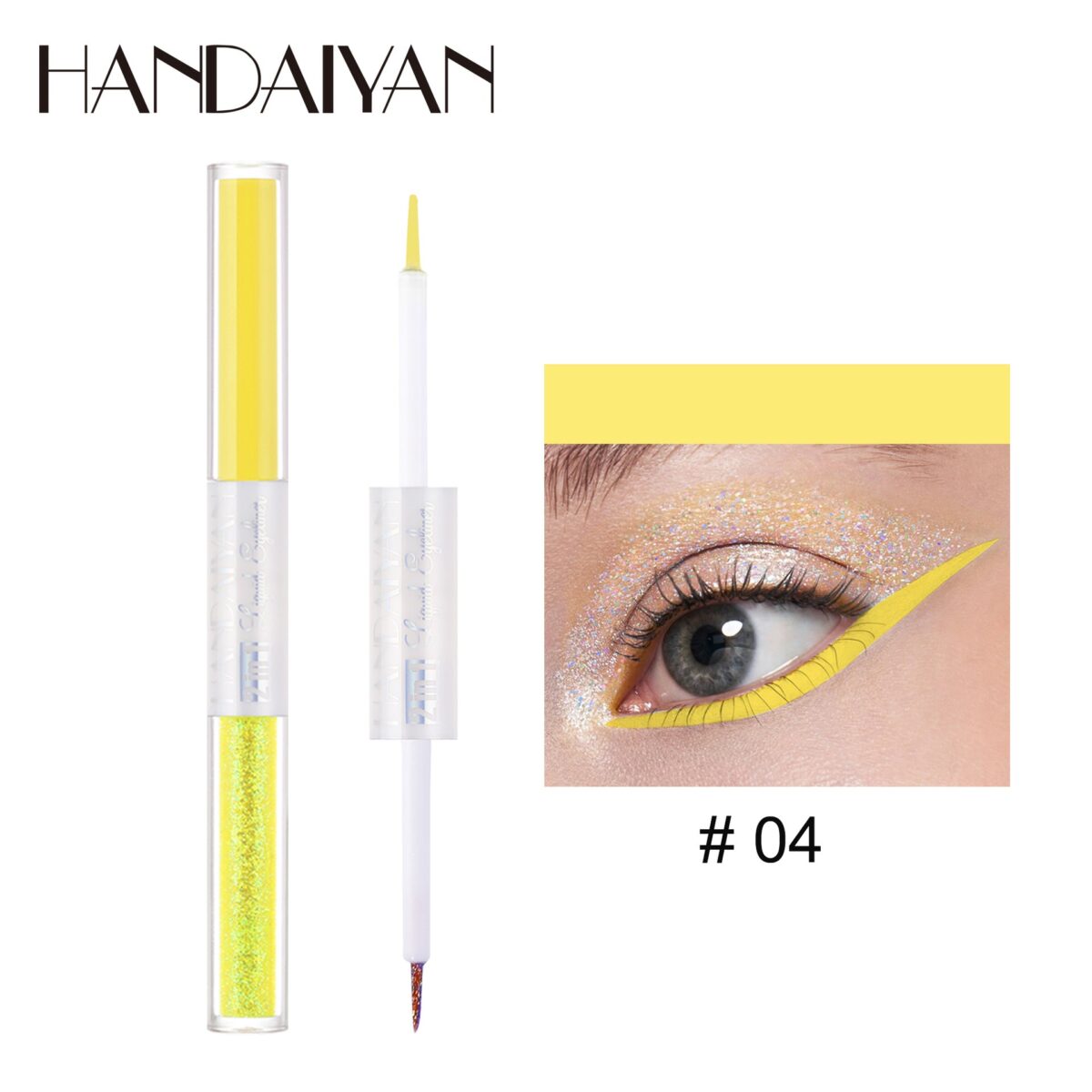 HANDAIYAN Matte Glitter Quick Dry Eye Liner Pen  handaiyan 04#Yellow