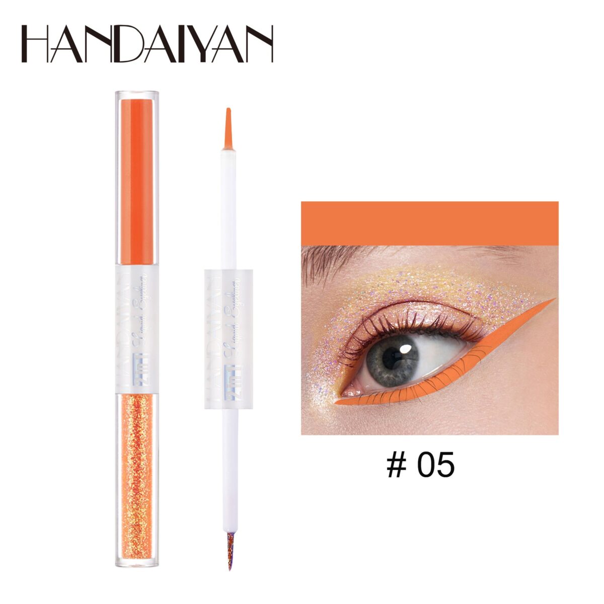 HANDAIYAN Matte Glitter Quick Dry Eye Liner Pen  handaiyan 05#Orange
