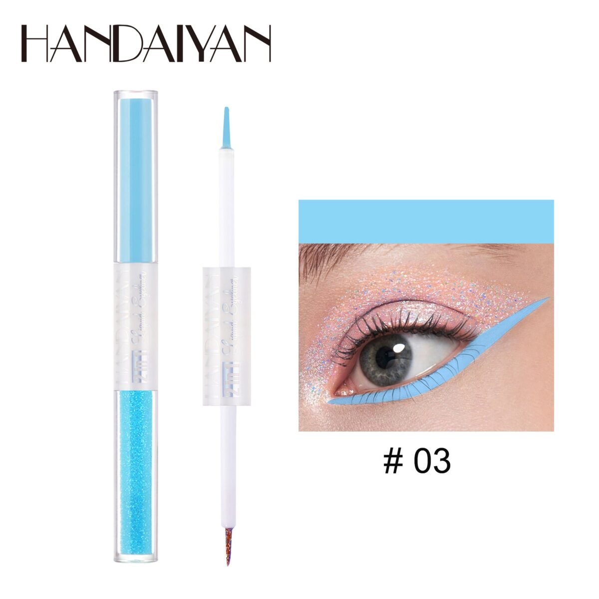 HANDAIYAN Matte Glitter Quick Dry Eye Liner Pen  handaiyan 03#Sky Blue