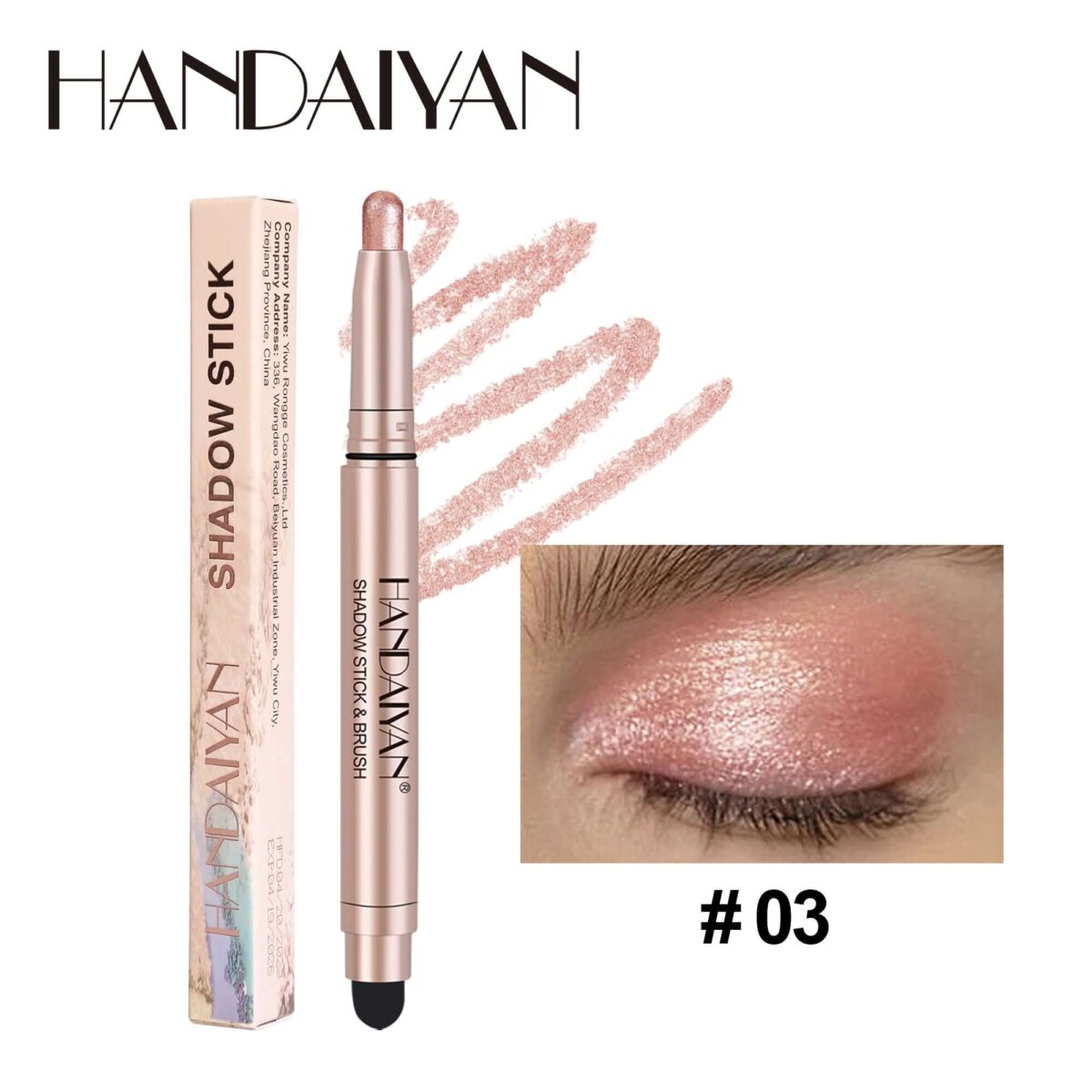HANDAIYAN 12 Colors Vegan Eye Shadow Stick  handaiyan #03