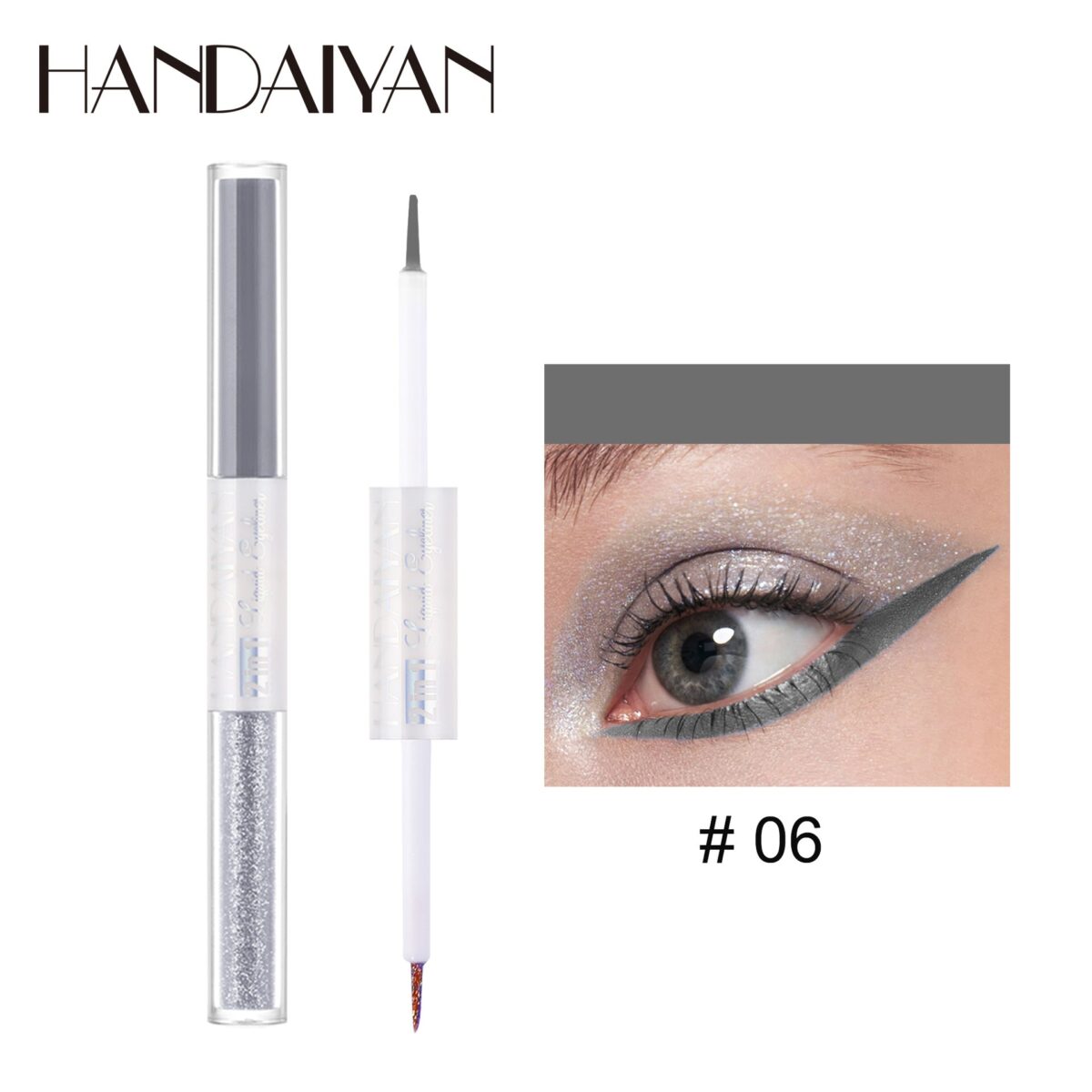 HANDAIYAN Matte Glitter Quick Dry Eye Liner Pen  handaiyan 06#Gray
