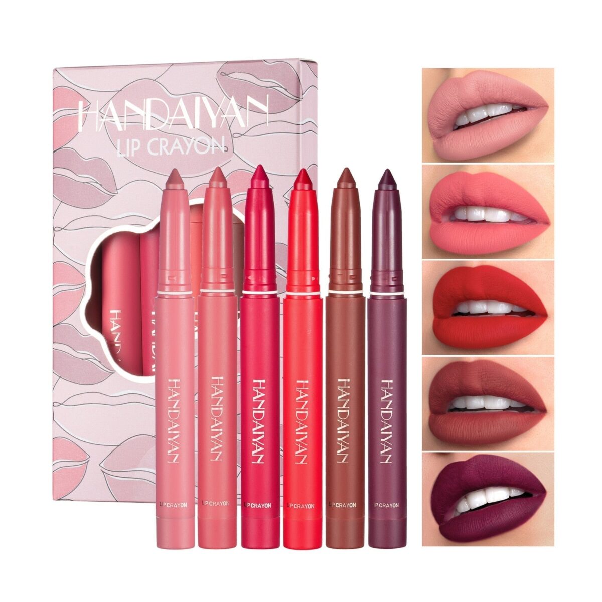 HANDAIYAN Silky Velvet Lip Stick Pen Set  handaiyan 6 Colors Set B